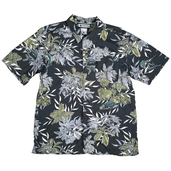 Columbia Other - Vintage Columbia Button Down‎ Shirt Mens M Tropical Floral Hawaiian Dark Gray